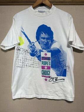 VINTAGE Jimmy Connors Men Shirt Large White The People's Choice Graphic